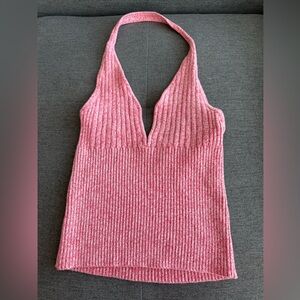 Guess Pink Ribbed Halter Top